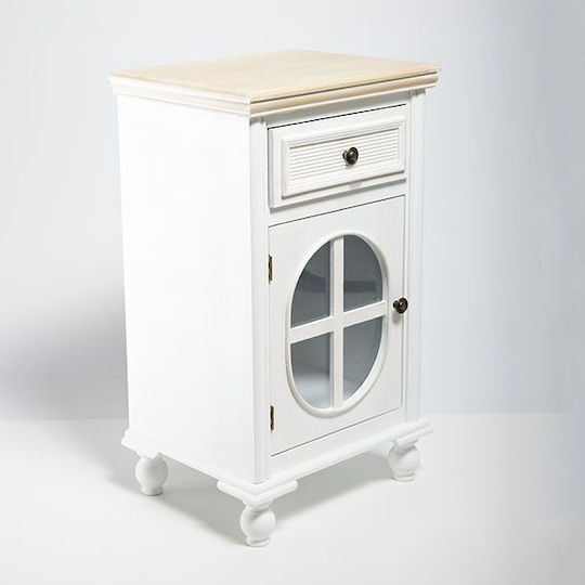 Bodenstehende Wohnzimmer-Vitrine aus weißer Spanplatte 42x34x72,5 cm