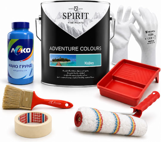 Комплект За Декоративно Боядисване До 15 М² Spirit Adventure Colours 15 Тюркоазен Латексов Грунд Аксесоари