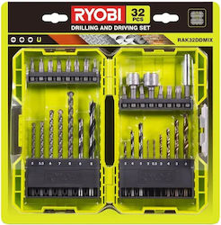 174543 Σετ Τρυπήματος Βιδώματος Ryobi Μεικτού Τύπου 30 Τεμάχια