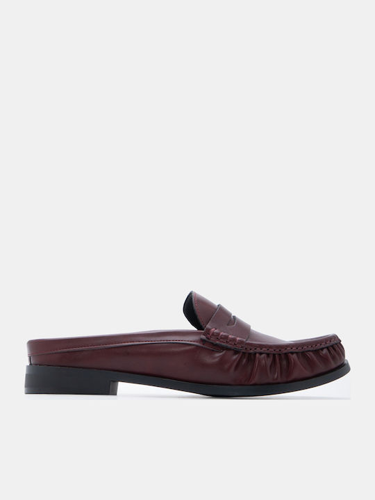 Flat Mules In Burgundy Colour
