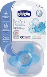 Chicco Comfort Suzeta din silicon cu husă albastră pentru 0-6 luni