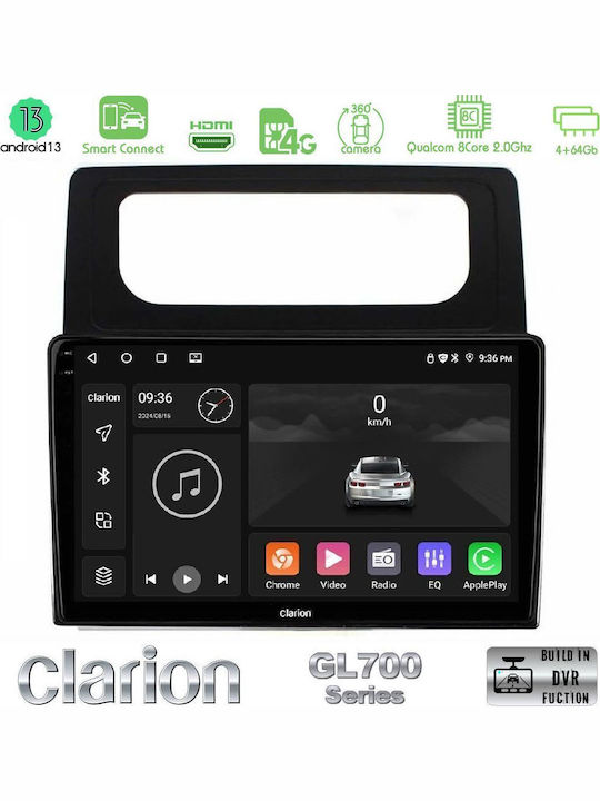 Clarion Auto-Audiosystem für Volkswagen Caddy 2004-2014 Bluetooth USB Eingebautes Wi-Fi GPS Apple CarPlay Android Auto mit Touchscreen 10"