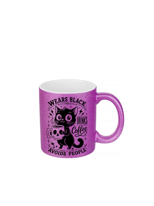Digital Place Glitter Fuchsia Wears Black Drink...