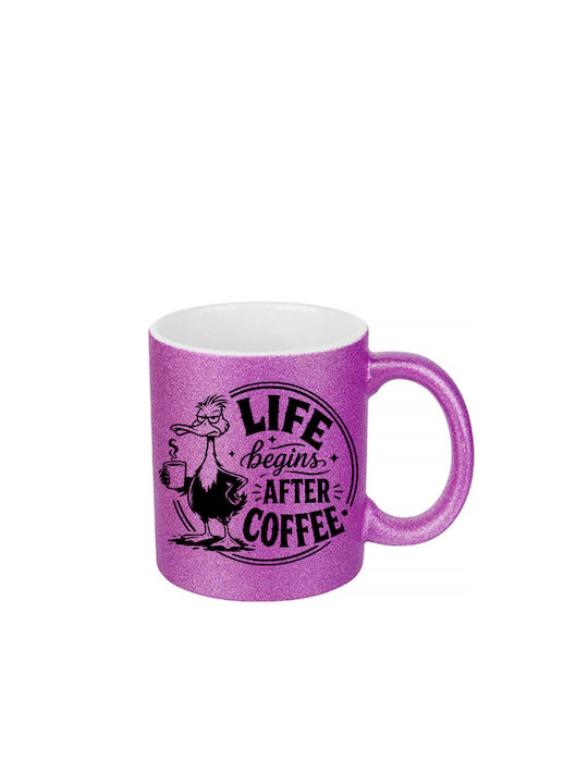 Digital Place Glitter Fuchsia Life Begins After...
