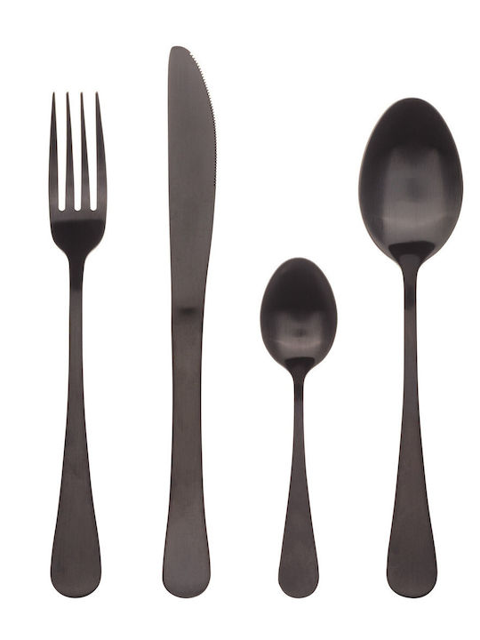 Bergner Matt Set de tacâmuri din oțel inoxidabil Negru 24 buc