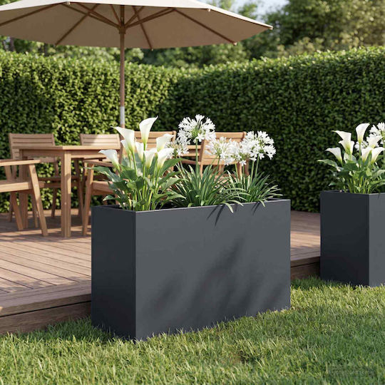vidaXL Ghiveci De Flori Metalic Antracit 80x30x50cm