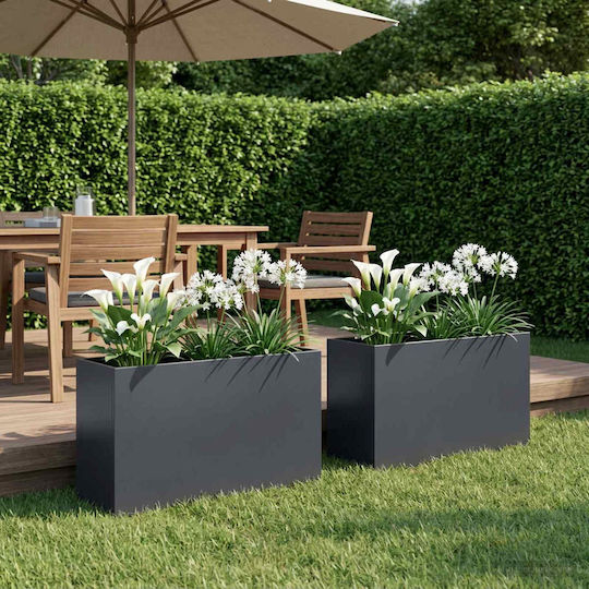 vidaXL Set De 2 Ghivece De Flori Metalice Antracit 30 Cm