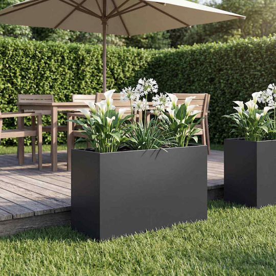 vidaXL Ghiveci De Flori Metalic Negru 80x30x40cm