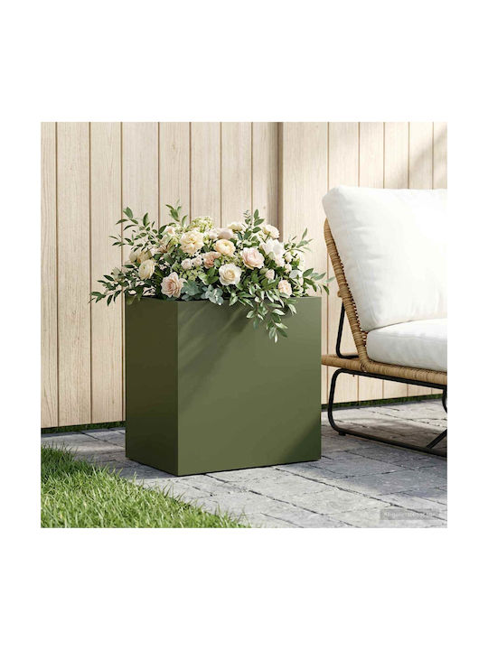vidaXL Garden Metal Flower Pot Olive Green 50x3...