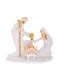 Weiße Polyresin Krippe Mit Goldenen Details 17×8,5×15,5cm