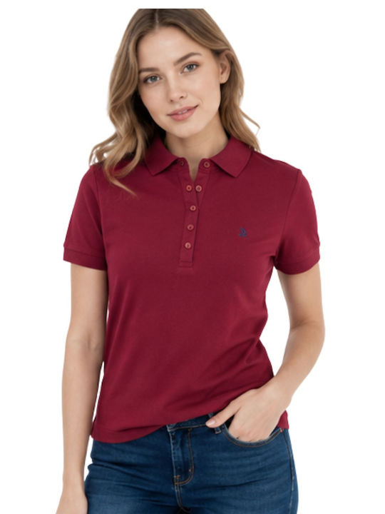 Giorgio Di Mare Damen Sport Polo Bluse Gestreift Burgundisch
