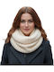 Bel Women's Wool Scarf Neck Warmer Made of White Cashmere