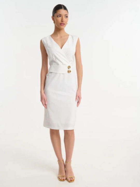 Rochie de Vară Midi pentru Nuntă / Botez Alb