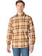 Long Sleeve Flannel Shirt in Wide Fit Checked Brown