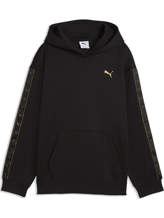 Kinder-Sweatshirt mit Kapuze und Taschen Schwarz Hoodie Fl