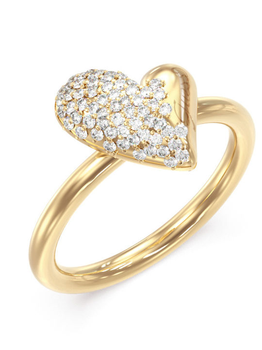 Guess Women's Ring with Stones from Gold Plated Steel