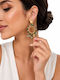 Liva Fashion Gold Plated Dangle Earrings with Green Stones