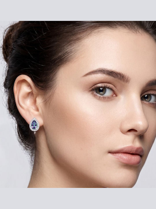 Grekas Silver Stud Earrings with Black Stones