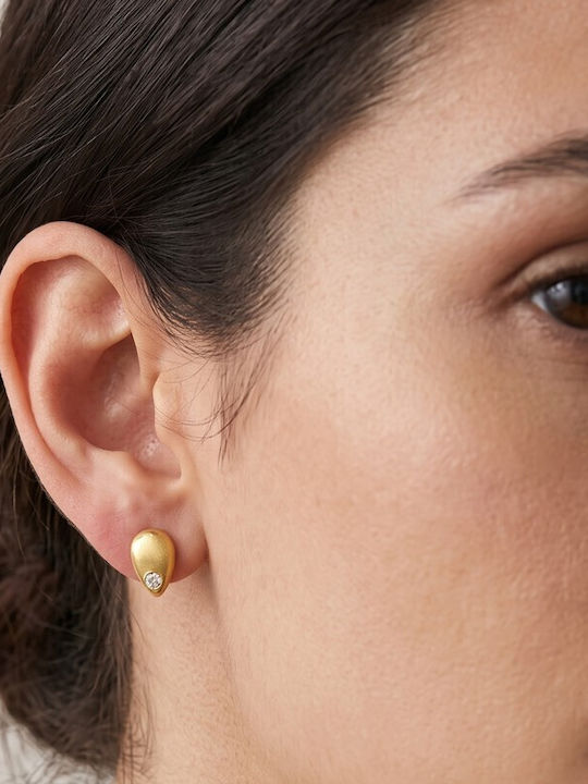 Grekas Set Earrings Made of Gold Plated Silver with Stones Grekas Set Earrings Made of Gold Plated Silver with Stones