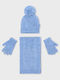 Kinder Beanies Set mit Gestricktem Hellblau mit Schal