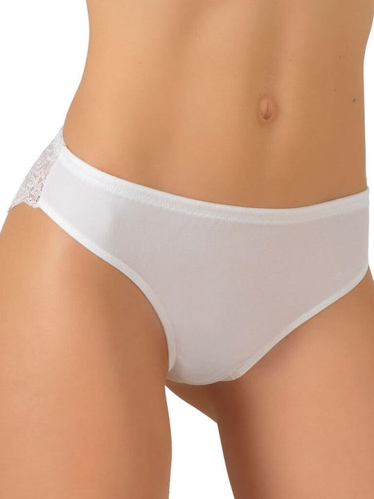 Damen-Slip Mit Spitze Weiß