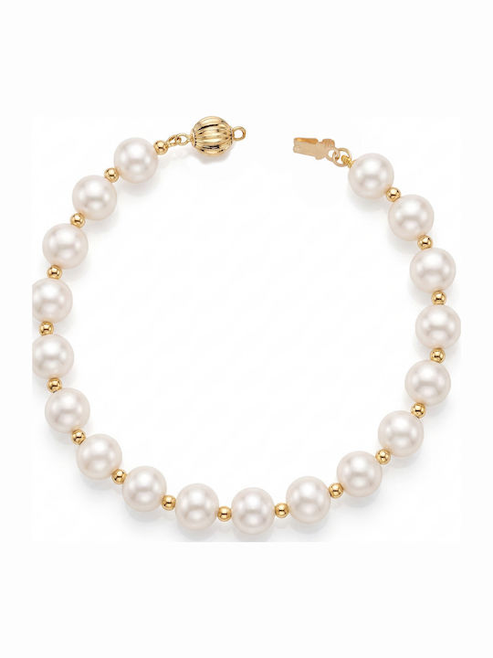 Kiriakos Gofas Damen Armband aus 14K Gold mit Perlen 18cm