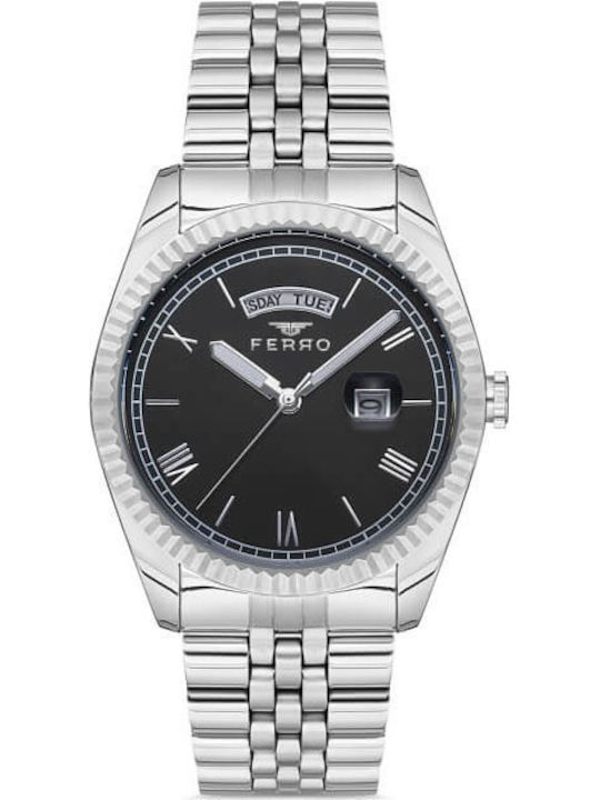 Ferro Men's Battery Watch with Black Metal Brac...