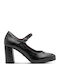 Pumps mit Riemen & Chunky Hochabsatz Schwarz