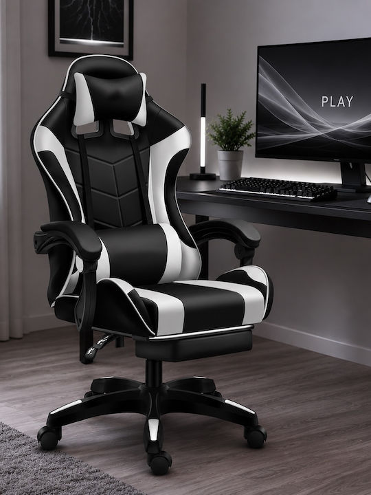 GMC-030 Gaming Stuhl aus Künstliches Leder mit Fußstütze Weiße