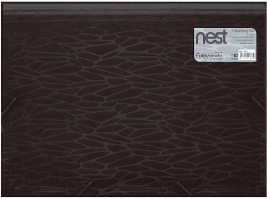 Foldermate Nest A4 13-Teiliges Dokumentenordner mit Gummiband Schwarz 11092