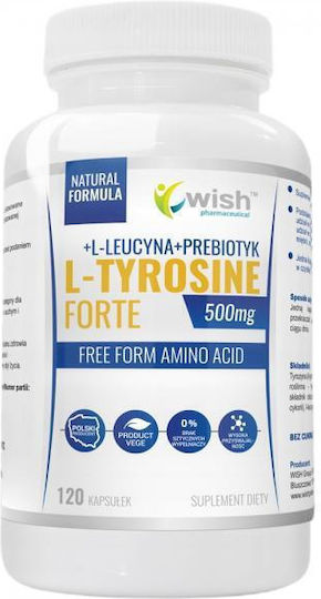 Wish Pharmaceutical L-тирозин Форте 500мг + L-левцин + Пребиотик 500мг 120 Капсули