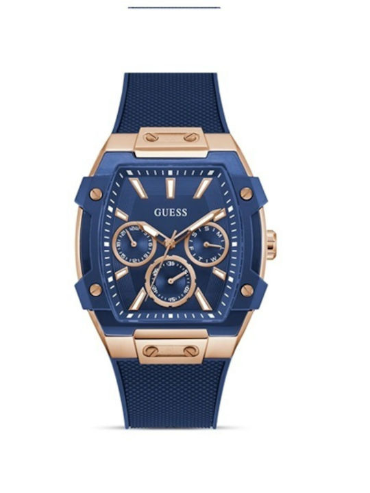 Guess Phoenix Men's Watch 44mm Battery with Blue Rubber Strap