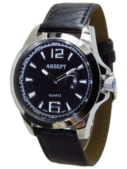 Aksept Мъжки Часовник 48mm На Батерия с Черна К...
