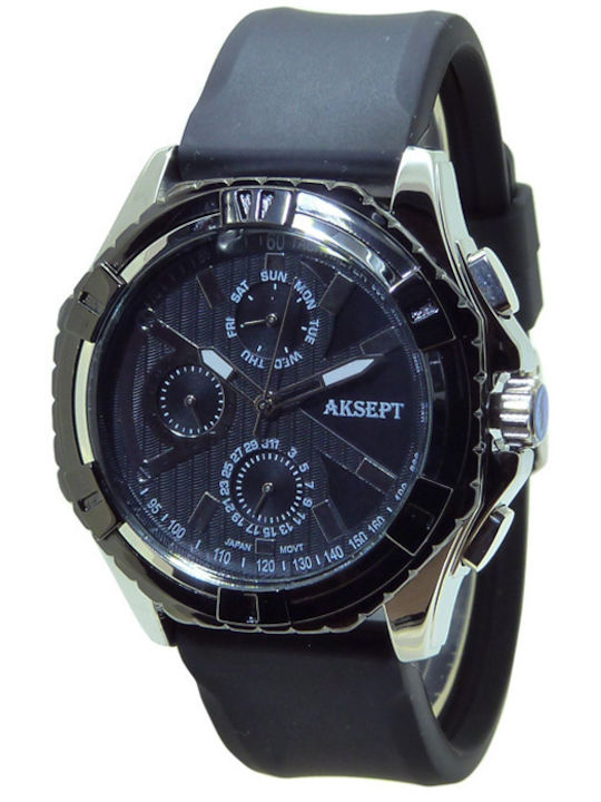 Aksept Мъжки Часовник 57.5mm На Батерия с Черна...