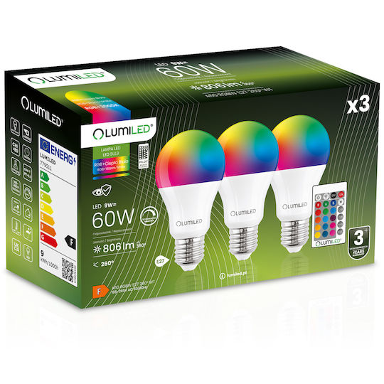 Lumiled Умни LED Лампи 9W за Цокъл E27 и Форма A60 Топло Бяло 806lm 3бр