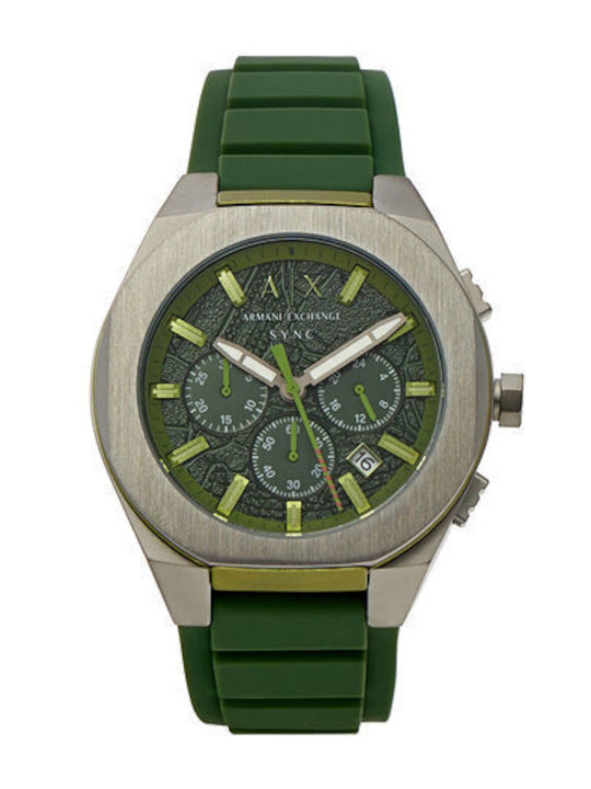 Armani Exchange Damenuhr Batterie mit grünem Gummiarmband