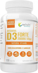 Wish Pharmaceutical Vitamin D3 Forte 2000IU 50µg Витамин за Укрепване на Имунната Система и Здравето на Костите 120 Таблетки