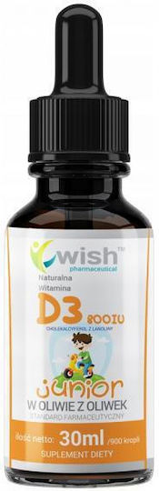 Wish Pharmaceutical Natural Vitamin D3 Junior Vitamin for Immune Support & Bone Health 800 IU Natural 30 ml