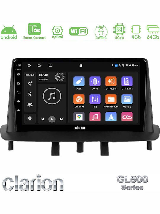 Clarion Car Audio System for Renault Megane 2009-2013 (Bluetooth/USB/WiFi/GPS/Apple CarPlay/Android Auto) with 9" Touch Screen