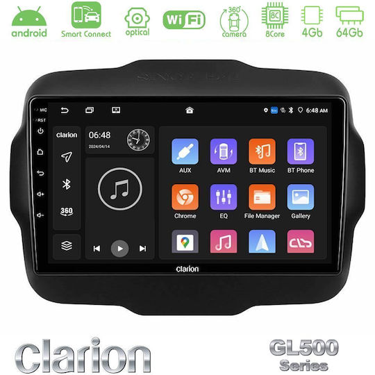 Clarion Car Audio System for Jeep Renegade 2015-2019 Bluetooth USB WiFi GPS Apple CarPlay Android Auto with 9" Touch Screen