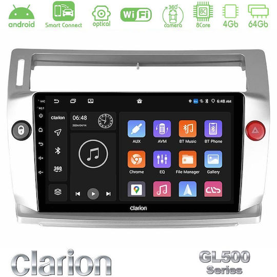 Clarion Car Audio System for Citroen C4 2004-2010 (Bluetooth/USB/WiFi/GPS/Apple CarPlay/Android Auto) with 9" Touch Screen