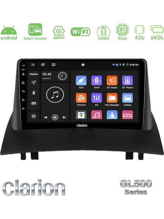 Clarion Car Audio System for Renault Megane 2002-2008 (Bluetooth/USB/WiFi/GPS/Apple CarPlay/Android Auto) with 9" Touch Screen