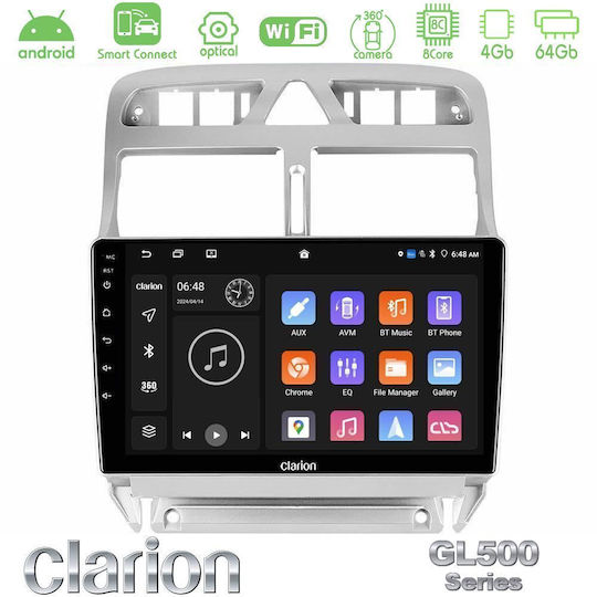 Clarion Ηχοσύστημα Αυτοκινήτου για Peugeot 307 2002-2008 (Bluetooth/USB/WiFi/GPS/Apple-Carplay/Android-Auto) με Οθόνη Αφής 9"