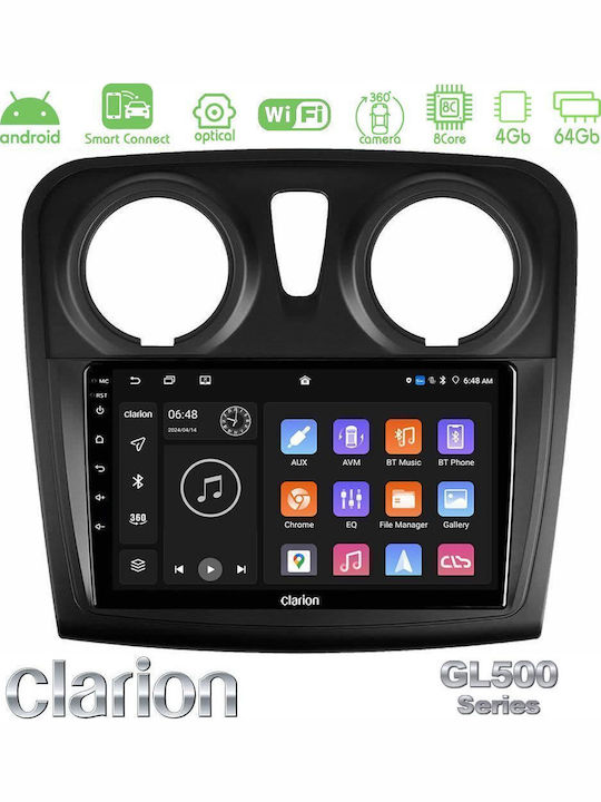 Clarion Car Audio System for Dacia Dokker 2014-2021 Bluetooth USB WiFi GPS Apple CarPlay Android Auto with 9" Touch Screen