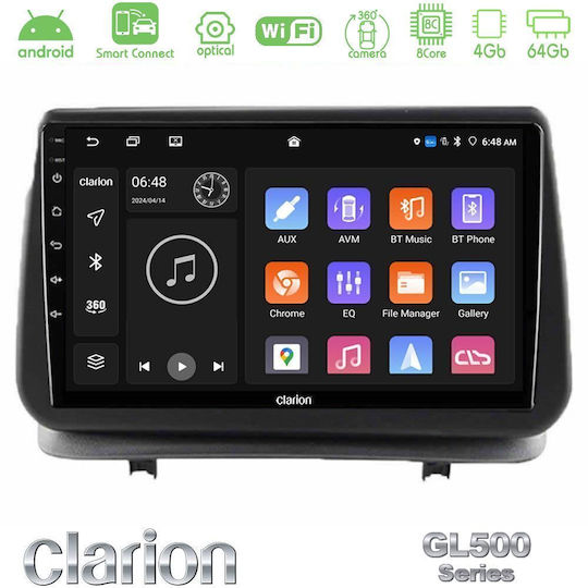 Clarion Автомобилна Аудио Система за Renault Clio 2005-2012 (Bluetooth/USB/Вграден Wi-Fi/GPS/Apple CarPlay/Android Auto) с Touch Screen 9"