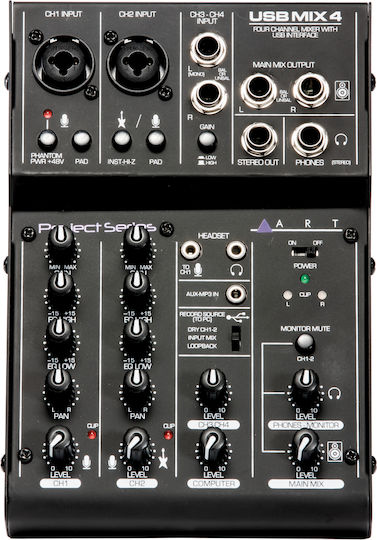 ART Pro Audio USBMix 4 Analog Mixer 4.0 Channels / 2 XLR Inputs