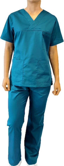 Fabrik Unisex Medizinisches Hose & Bluse Set Petrol Blau MARK846