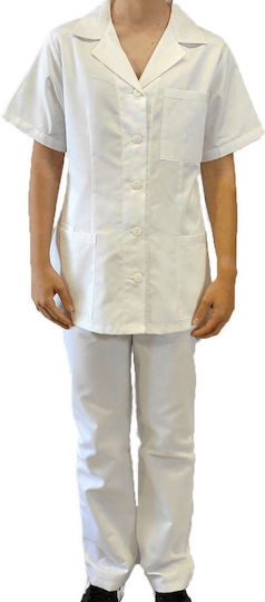 Fabrik MARK967 Weibliches Medizinisches Kittel Set Hose & Bluse Weiß aus Baumwolle und Polyester