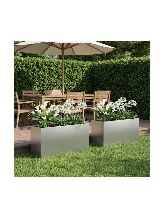 vidaXL Garden Set 2 Metallic Flower Pots Silver...
