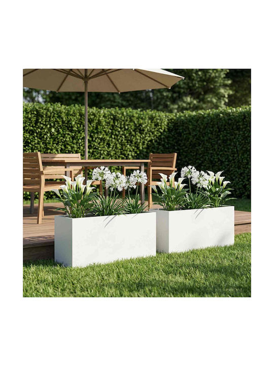 vidaXL Garden Set 2 White Metal Flower Pots